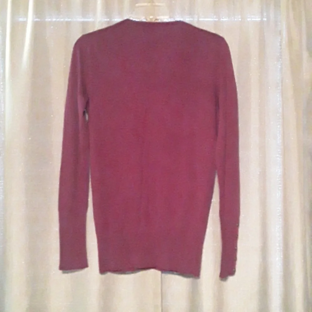 LOFT Raspberry V-Neck Sweater - Picture 5 of 6